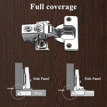 Cabinet Hinges 2 Pack (1 Pair), Evanda Stainless Steel Overlay Soft Close Hinges for Kitchen Cabinets, 12 inch Self Closing Door Hinges with Mounting Screws, Damper-3 Way Adjustability