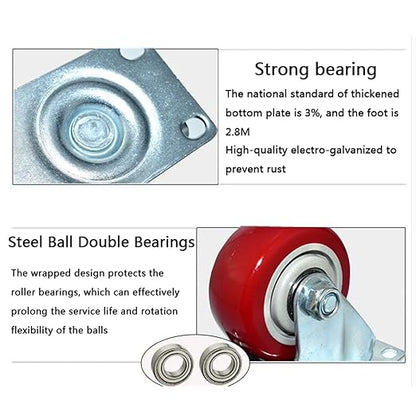 3 4 5 inch Heavy-Duty Polyurethane Silent Universal Wheels with Brake Wheels, Soft Rubber Industrial Trolley casters, Load-Bearing 100kg/pc (Color : Brake Wheel, Size : 4inch)