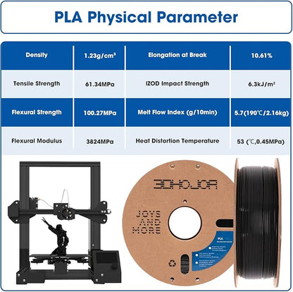 3DHoJor PLA Filament 1.75mm,3D Printer Filament,1kg Cardboard Spool (2.2lbs), Dimensional Accuracy +/- 0.03 mm,Odor Free, Clog Free, No Brittle Filaments,Fit Most FDM 3D Printer,Red