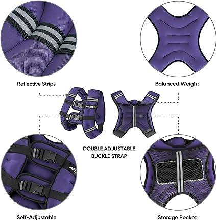 APEXUP Weighted Vest Men 5lbs/10lbs/15lbs/20lbs/25lbs/30lbs Weights with Reflective Stripe, Weighted vest for Women Workout Equipment for Strength Training Running