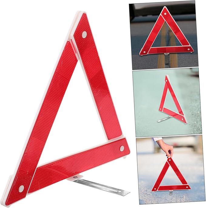 Roadside Kit 2pcs Reflective Car Stop Sign Safety Triangle Foldable Tripod Night Visibility