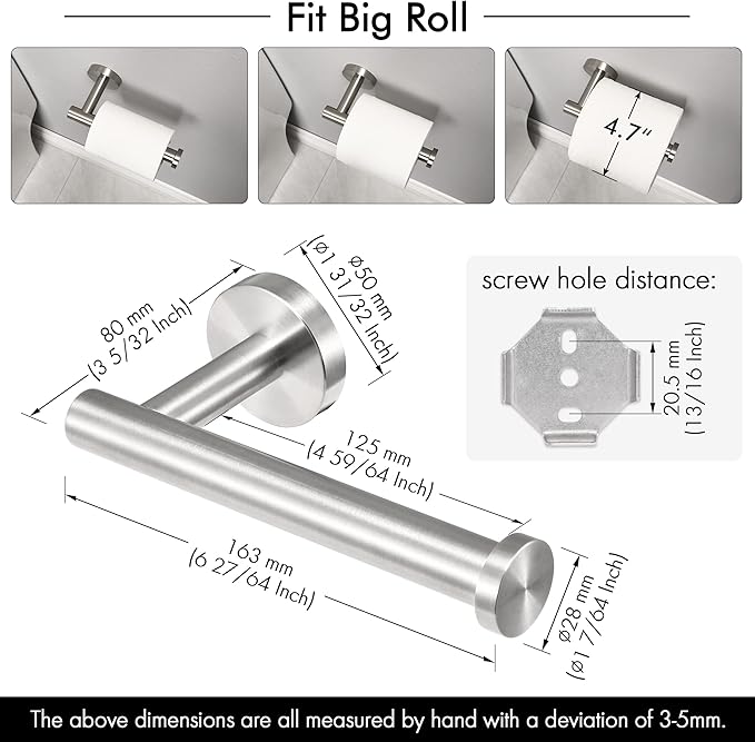 KES Toilet Paper Holder SUS304 Stainless Steel Wall Mount Screw Mounted Brushed, A2175S12-2