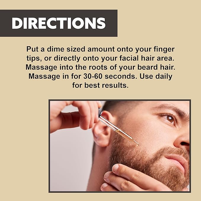 Crafted Beards Beard Growth Oil Serum - 1 fl Oz - Unscented - Helps Grow A Thicker Beard, Improves Beard Health, Fills in Thin and Patchy Spots - (1 Pack)