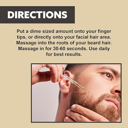 Crafted Beards Beard Growth Oil Serum - 1 fl Oz - Unscented - Helps Grow A Thicker Beard, Improves Beard Health, Fills in Thin and Patchy Spots - (1 Pack)