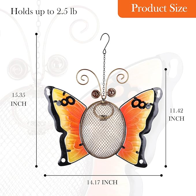 Wild Bird Feeders Metal Hanging Wild Bird Seed Feeder Butterfly Garden Yard Outdoors Decoration