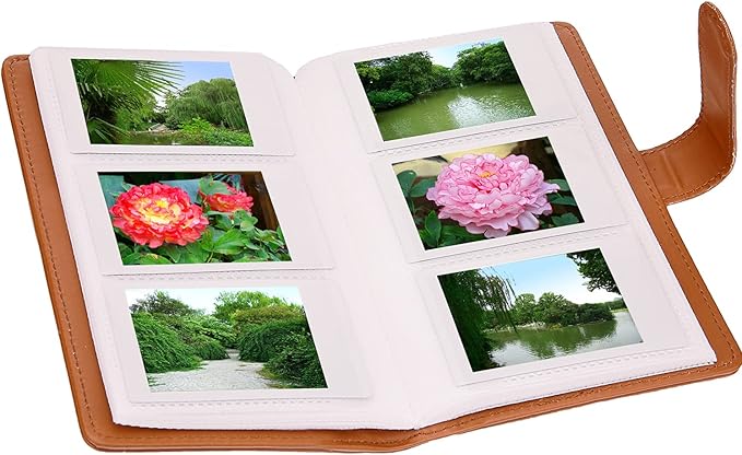 Wallet PU Leather Photo Album Compatible with Instax Mini Instant Film (Brown)