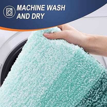 OLANLY Bathroom Rug Set 2 Piece, Soft Absorbent Microfiber Bath Mats and U-Shaped Contour Toilet Rug, Non-Slip, Machine Wash Dry, Plush Shaggy Bath Mats for Bathroom (24"x16"24"x20", Blackish Green)