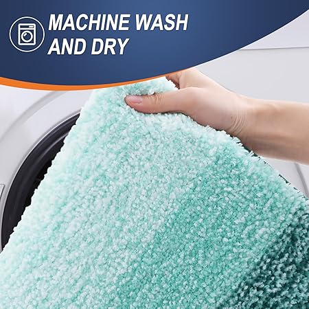 OLANLY Bathroom Rug Set 2 Piece, Soft Absorbent Microfiber Bath Mats and U-Shaped Contour Toilet Rug, Non-Slip, Machine Wash Dry, Plush Shaggy Bath Mats for Bathroom (24"x16"24"x20", Blackish Green)
