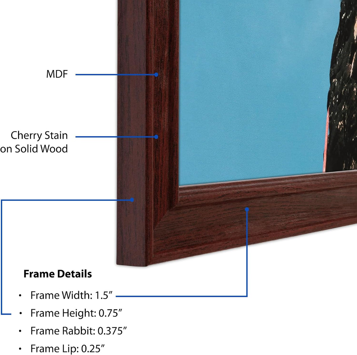 ArtToFrames 8x10 Inch Red Picture Frame, This 1.50 Inch Custom Poster Frame is Cherry - Comes with Regular Glass and Corrugated Backing (WOM0066-78238-YCHY-8x10)