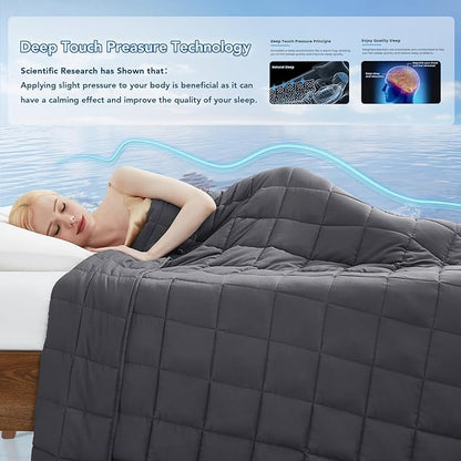 Topcee Weighted Blanket (17lbs 60"x80" Queen Size) Cooling Breathable Heavy Blanket Microfiber Material with Glass Beads Big Blanket for Adult All-Season Summer Fall Winter Soft Thick Comfort
