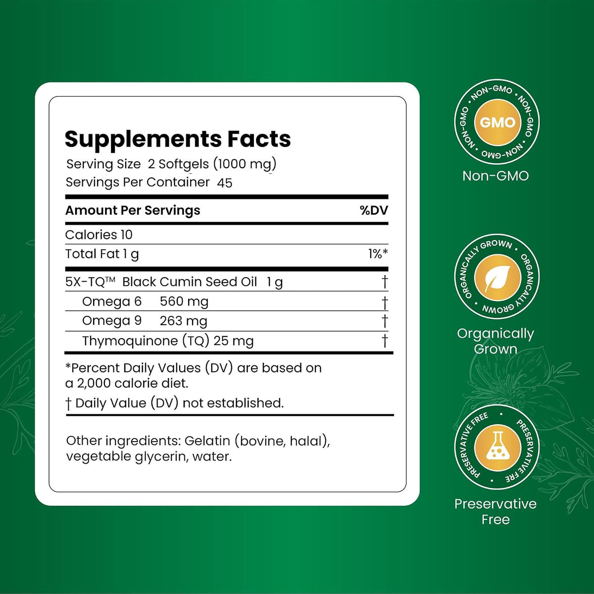 Amazing Herbs Premium Black Seed Oil Capsules - Gluten Free, Non GMO, Cold Pressed Nigella Sativa Aids in Digestive Health, Immune Support- 90 Count, (Pack of 1)