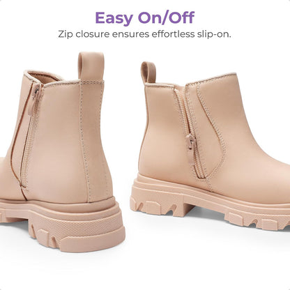 DREAM PAIRS Girls Chelsea Boots Side Zipper Lug Sole Ankle Booties Toddler/Little Kid/Big Kid.