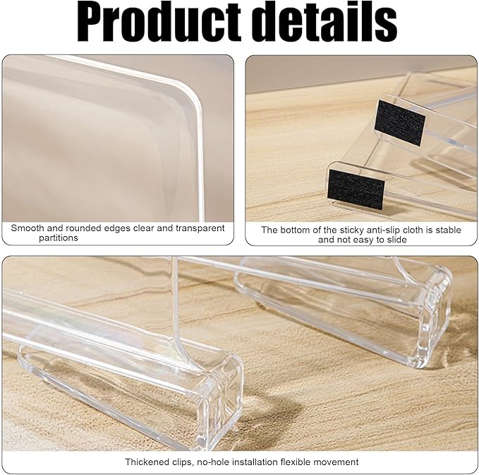 2 Pack Acrylic Shelf Dividers for Closet Organization, Adjustable Clear Clothes Purse Dividers for Closet, Shelf Separators in Closet Vertical Organizers for Sweater Storage