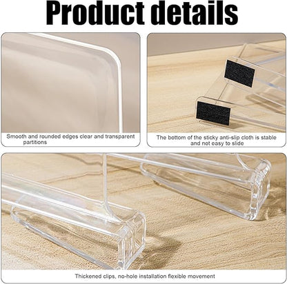 2 Pack Acrylic Shelf Dividers for Closet Organization, Adjustable Clear Clothes Purse Dividers for Closet, Shelf Separators in Closet Vertical Organizers for Sweater Storage