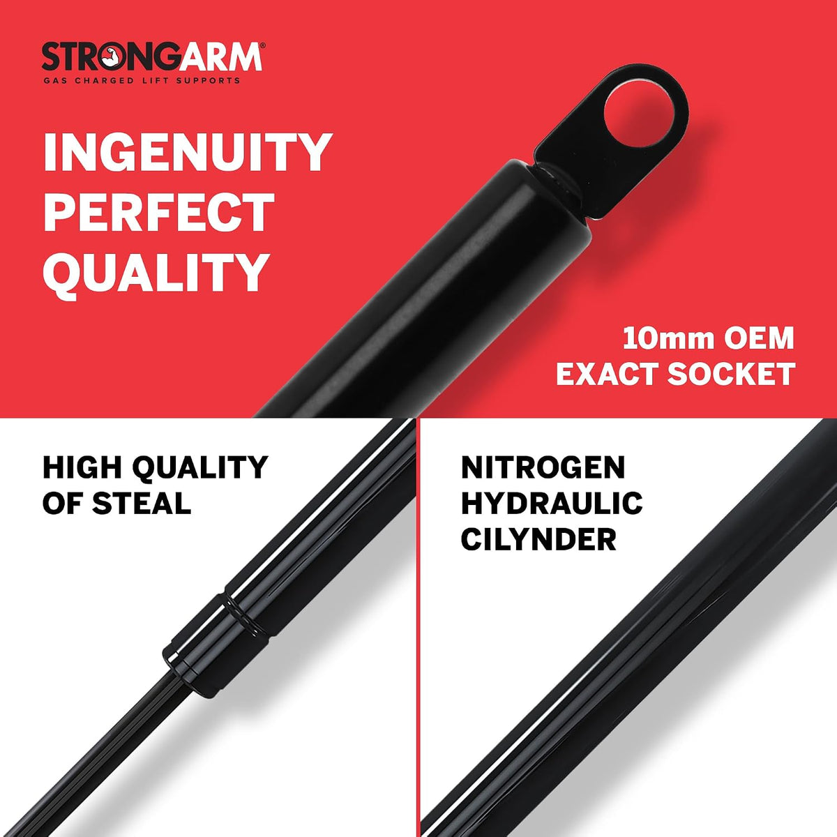 Strongarm 12 Inch Extended Length Automotive Replacement Hood Lift Support for 1982-1992 Chevrolet Camaro & Pontiac Firebird; Part #4422