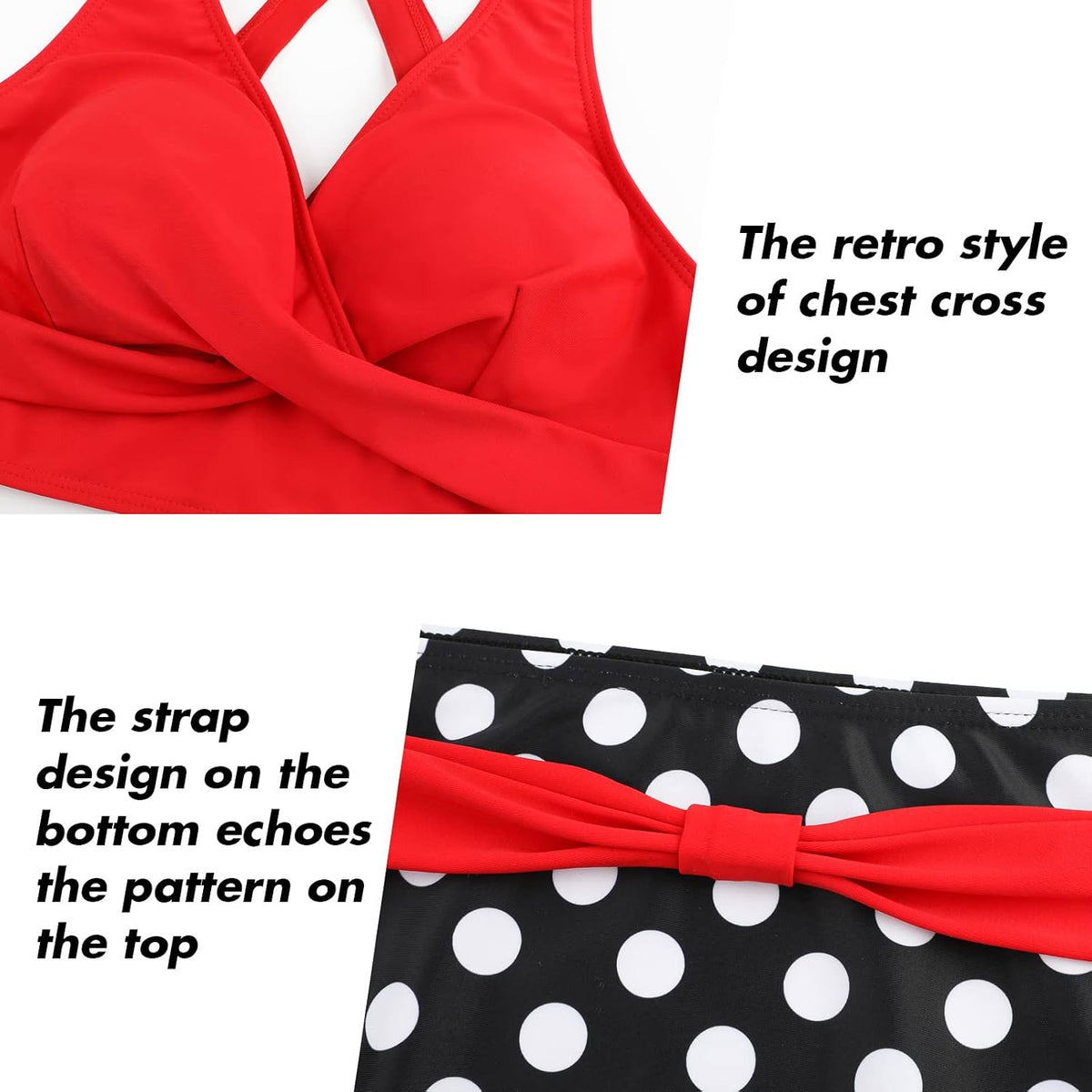 SEAFORM Women's Bikini Sets High Waist 2 Piece V Neck Twist Front Swimwear | Tummy Control, High Waisted Bikini, Push Up, Removable Pad, Adjustable Straps, Crisscross Back, Beach, Pool, Vacation Suits