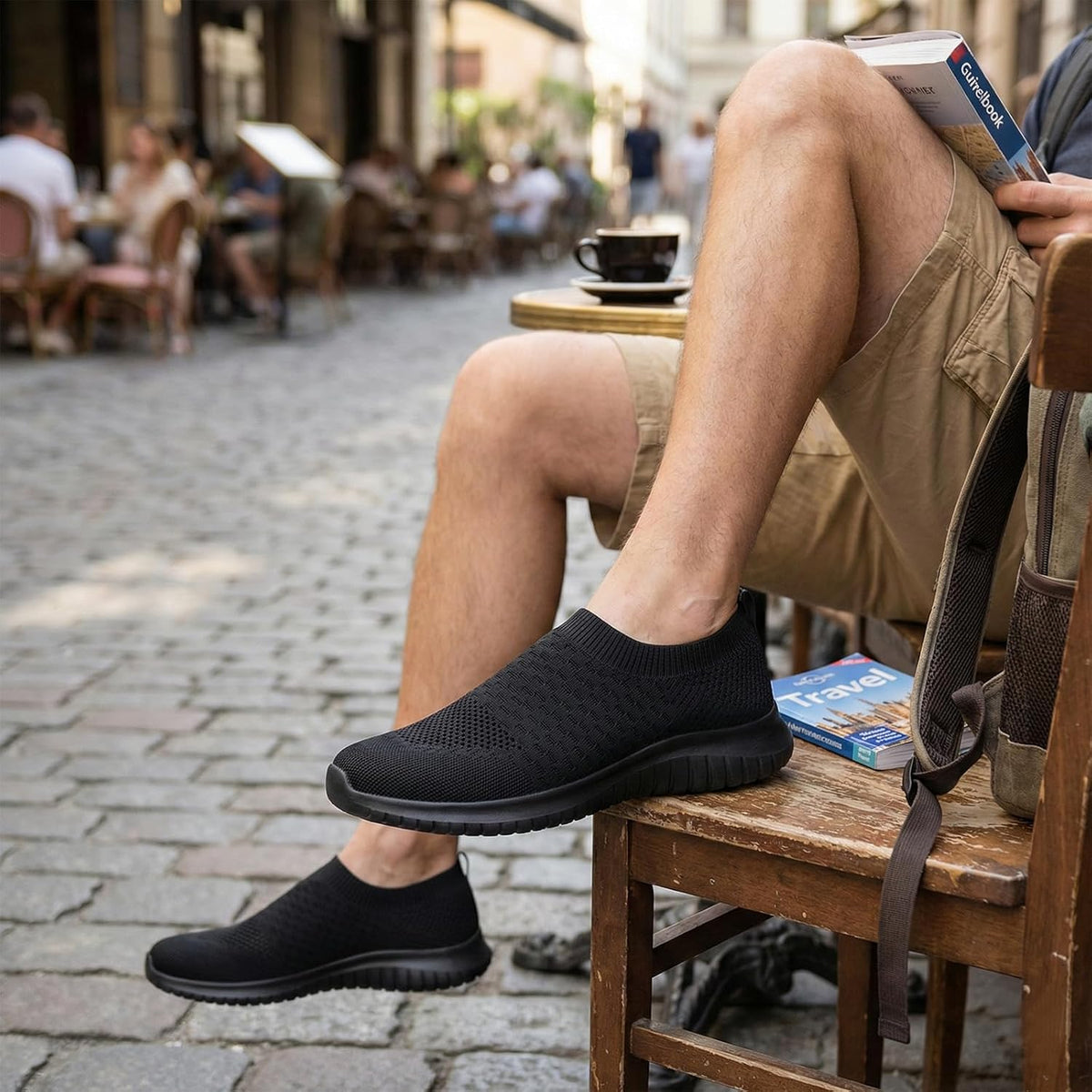 TIOSEBON Men's Slip On Walking Shoes Arch Support Knit Mesh Lightweight Casual Comfortable Gym Workout Running Tennis Travel Standing Sneakers