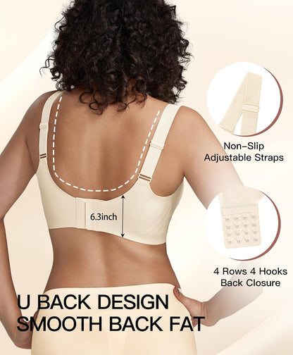 Women's Minimizer Bra No Underwire Full Coverage Wireless Jelly Bra Plus Size Seamless T-Shirt Bra