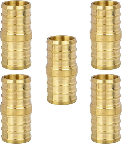 12" PEX Coupling, PEX Fitting Straight for Plumbing Repairs, Sturdy Brass Pipe Coupler for Pex Tubing Connection (5 Pack)