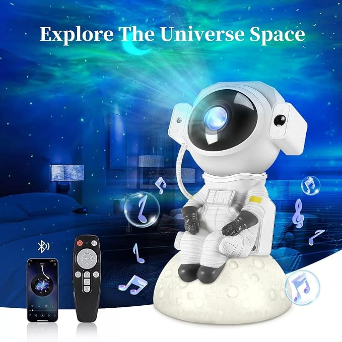 Lancoon Astronaut Star Projector Lamp with Wireless Music Galaxy Projection Light for Kids Bedroom Decor Remote Control Night Light Gift for Boy Girl Christmas Birthday