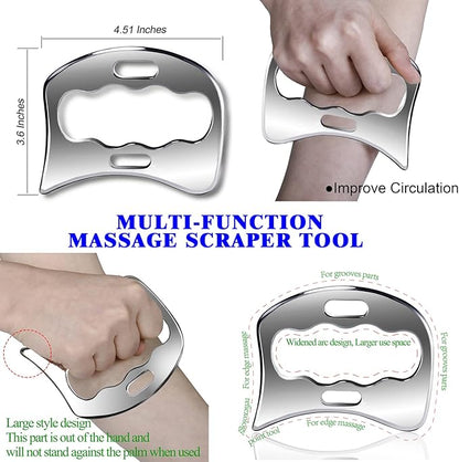 BYYDDIY 3 in 1 Stainless Steel Muscle Scraper Tools Set,Scraping Massage Tools for Physical Therapy,Derma Edge  GuaSha Massage Scraper Tool