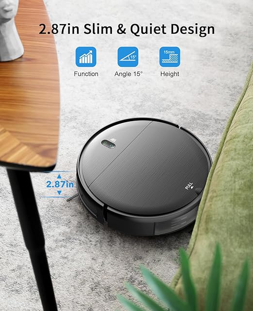 Robot Vacuum and Mop Combo, 2 in 1 Mopping Robot Vacuum Cleaner with Schedule, Wi-Fi/Voice/App, Strong Suction, Ease of Use, Self-Charging Robotic Vacuum, Slim, Ideal for Hard Floor, Pet Hair, Carpet