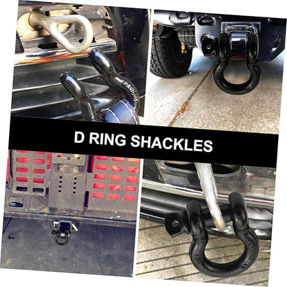 58-inch heavy duty stainless steel D-ring shackles, D-ring shackles, black vehicle hitch recovery shackle