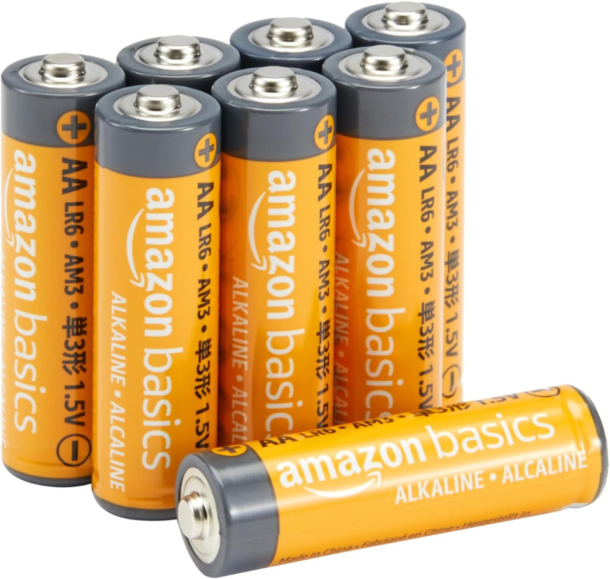 Basics 8-Pack AA Alkaline High-Performance Batteries, 1.5 Volt, 10-Year Shelf Life, Long-lasting Power