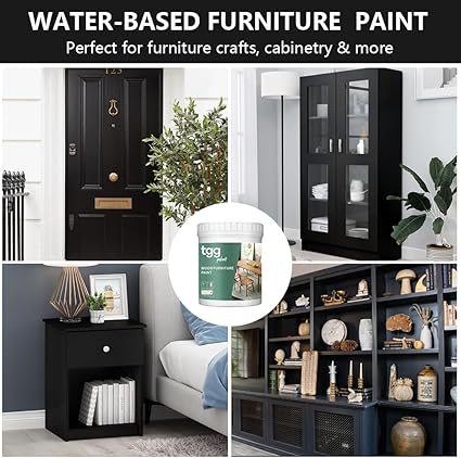 tgg Wood Furniture Paint-chalk paint for furniture,wood paint All in One paint kitchen cabinet paint,countertop paint-non toxic,No Sanding or Priming (Black)