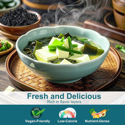 8oz (227g) Dried Wakame Seaweed – 100% Natural Sea Vegetable for Miso Soup, Seaweed Salad, Ramen, Stir-Fry, Camping Meals & Asian Cooking, Gluten-Free, Vegan-Friendly