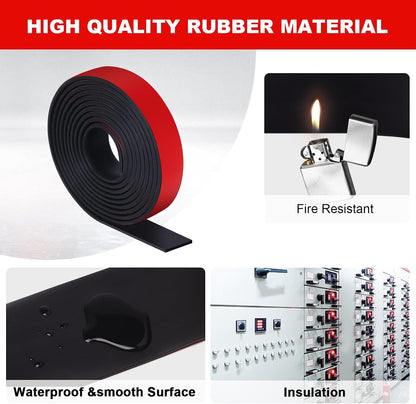 Rubber Strips with Adhesive Backing, 2" W x 1/8" T x 20' L Solid Neoprene Rubber Sheets, Rolls & Strips for DIY Warehouse Flooring, Gasket, Pads, Padding, Matting, Crafts Protection