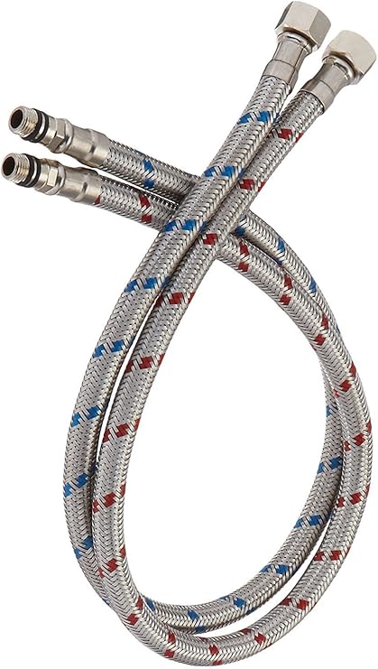 Homevacious 32-Inch Long Bathroom Kitchen Faucet Connector Braided Supply Hose 38-Inch Female Compression Stainless Steel Thread x M10 Male Connector, x 2 Pcs (1 Pair)