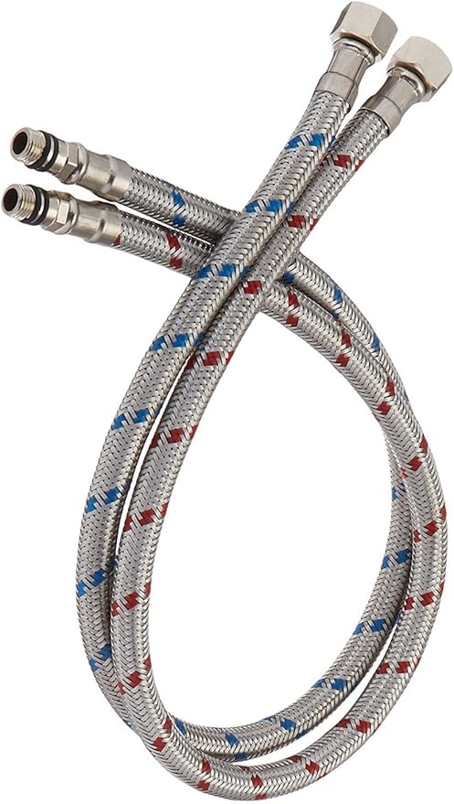 Homevacious 24-Inch Long Bathroom Kitchen Faucet Connector Braided Supply Hose 38-Inch Stainless Steel Female Compression Thread x M10 Male Connector, x 2 Pcs(1 Pair)