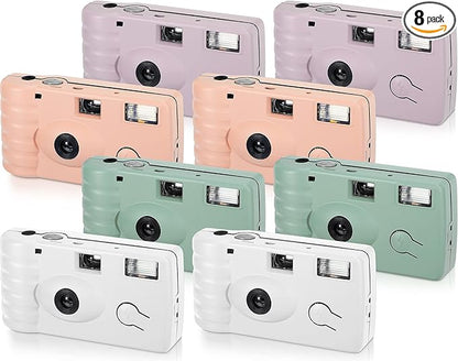 LEIFIDE 8 Pcs Disposable Camera Bulk for Wedding Single Use One Time 35mm Camera with Flash Color Film for Photography Anniversary Travel Camp Party Supplies(Cute Color)