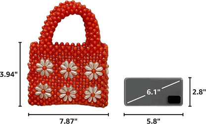 Women Beaded Handbags Elegant Handmade Weave Purse Crystal Pearl String Tote Bags for Banquet Wedding Cocktail