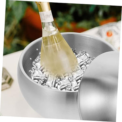 Spherical Ice Bucket Stainless Steel Ice Bucket Ice Storage Bucket Ice Bucket with Lid Bar Ice Container Large Capacity Ice Container Ice Cube Container Wine Ice Bucket Bar Supply
