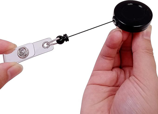 10 Pack Retractable ID Badge Holder Reels with Swivel Alligator Clip Bulk Pack Premium Badgei14Blacki14