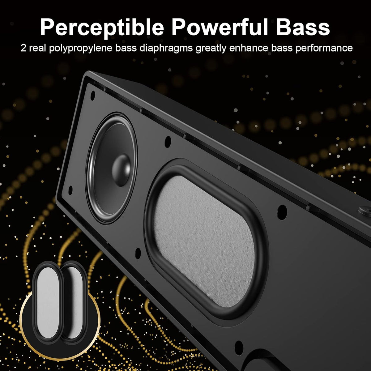 Computer Speakers with Deep Bass, HiFi Stereo Speakers, USB Powered, Computer Sound Bar with Bluetooth and AUX-in, for Desktop, Phones, PC, Tablets, Laptops