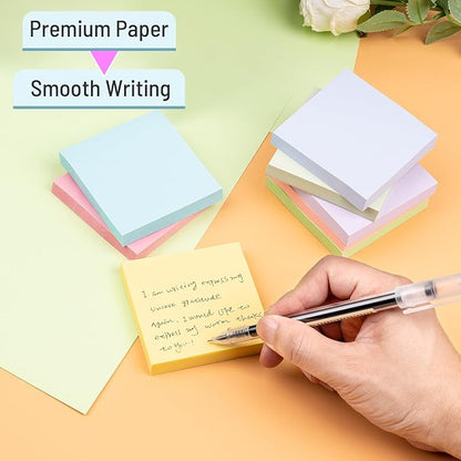 Sticky Notes 3x3 Inches, 8 Pads, 800 Sheets, 8 Color Sticky Note Pads, Premium Sticky Pads, Sticky Notes Bulk, Self-Stick Note Pads, 100 Sheets/pa