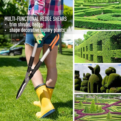 Colwelt Telescopic Hedge Shears 62cm to 80cm, Extendable Garden Hedge Clippers for Trimming Borders, Boxwood, and Bushes, Lightweight Garden Shears with Aluminum Handle, Carbon Steel Sharp Blades