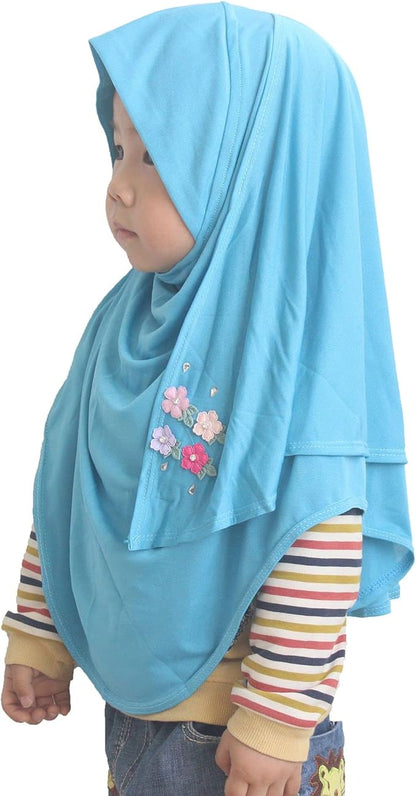 One piece Baby Kids Muslim Islamic Scarf Hijab for Little Girls Ready to Wear