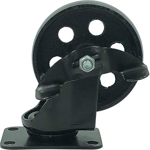 Seleq All Black Metal Plate Caster Wheel with Side Break 4" Set of 4
