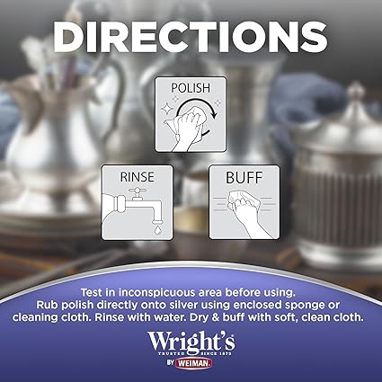 Wright's by Weiman Silver Cleaner and Polish Cream with Polishing Cloth, Ammonia-Free, Gently Clean  Remove Tarnish without Scratching