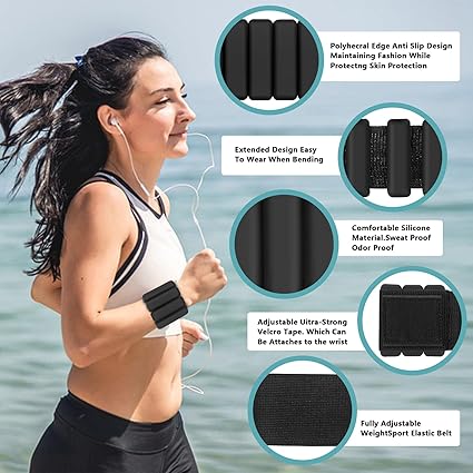 Pilates Ankle Weights and Wrist Weights for Women, Leg Weights and Arm Weights Set of 2 (1 LB2 LBS Each), Adjustable Yoga, Dance, Barre, Walking, Gym Workout