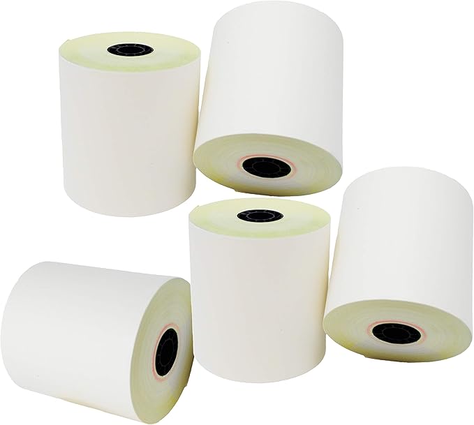 (5 Rolls) 3'' x 90' WhiteCanary 2 Ply Carbonless Kitchen Printer Paper Cash Register Receipt Rolls for SP2000, UP389, 480, 220, 250, 900, 07901, 07706