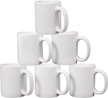 Creative Home - 85355 Creative Home Set of 6 Piece, 12 oz Ceramic Coffee Mug Tea Cup, 3-14" D X 4" H, White