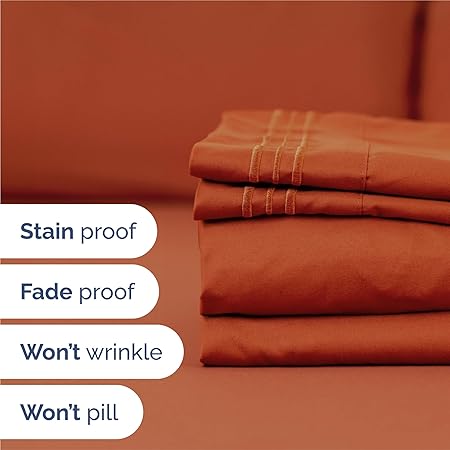 King Size 4 Piece Sheet Set - Comfy Breathable  Cooling Bed Sheets Set - Hotel Luxury Bedding for Women, Men, Kids  Teens - Deep Pockets, Easy-Fit, Super Soft  Wrinkle Free - Oeko-Tex - Terracotta