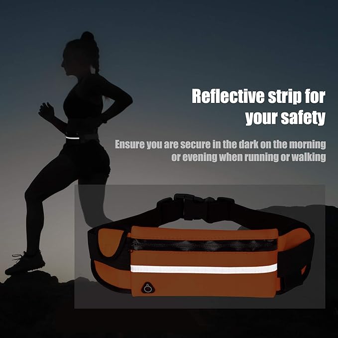 Running Belt Waist Packs,Workout Fanny Pack,Ultra Light Bounce Free Waist Pouch Fitness Workout Belt Sport Waist Pack for Women Men,Adjustable Waistband Bag for All Kinds of Phone (Orange)