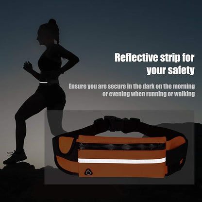 Running Belt Waist Packs,Workout Fanny Pack,Ultra Light Bounce Free Waist Pouch Fitness Workout Belt Sport Waist Pack for Women Men,Adjustable Waistband Bag for All Kinds of Phone (Orange)