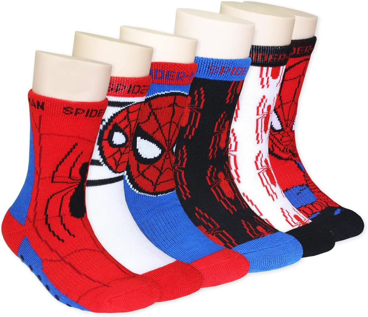 Marvel Super Hero Adventures Spider-Man Baby-Boys, Boys Socks with Grippers, 6 pack, Red/Blue, 4-5T